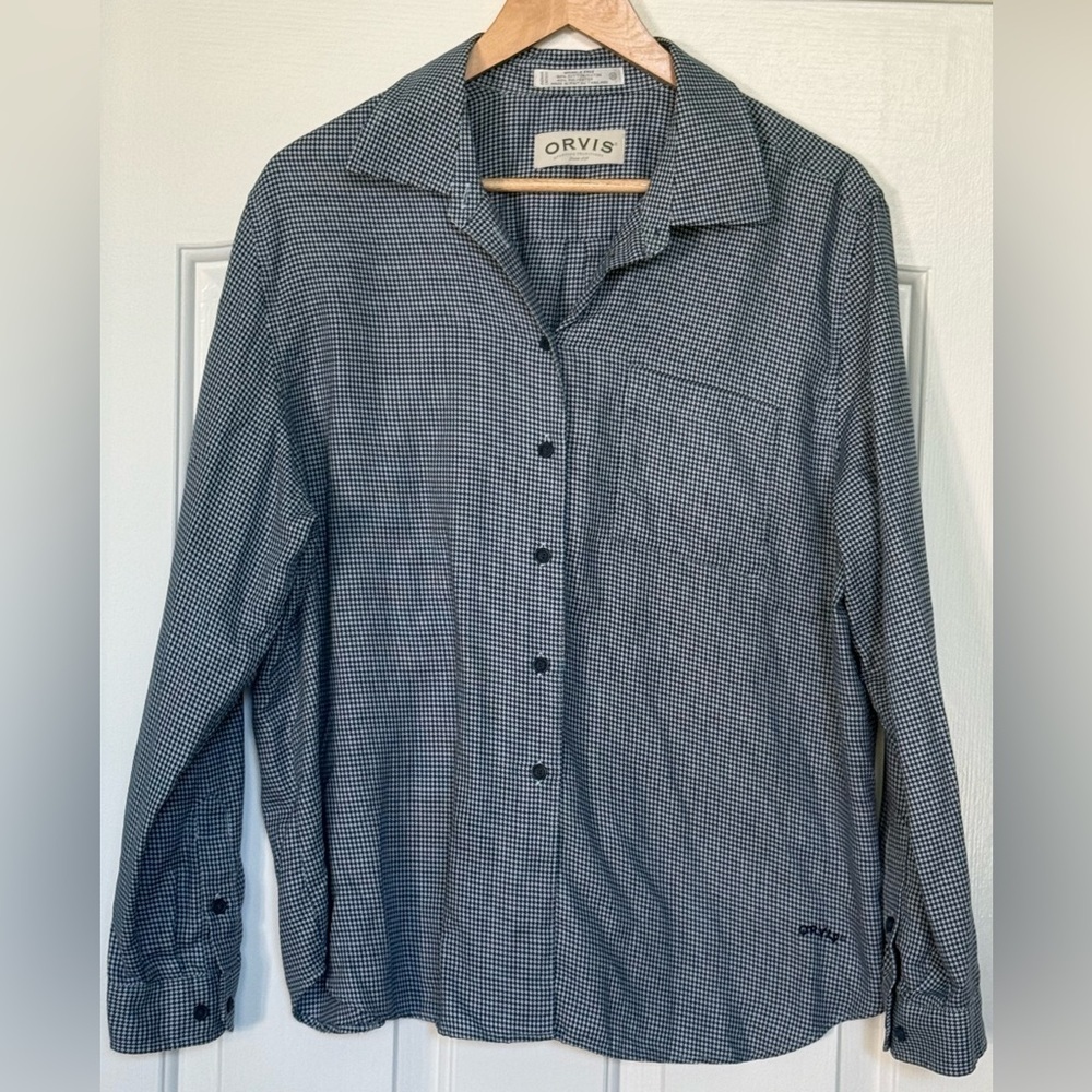 Orvis Wrinkle-Free Micro Houndstooth Button-Down Shirt Men’s XL (Black/Navy/Wht)